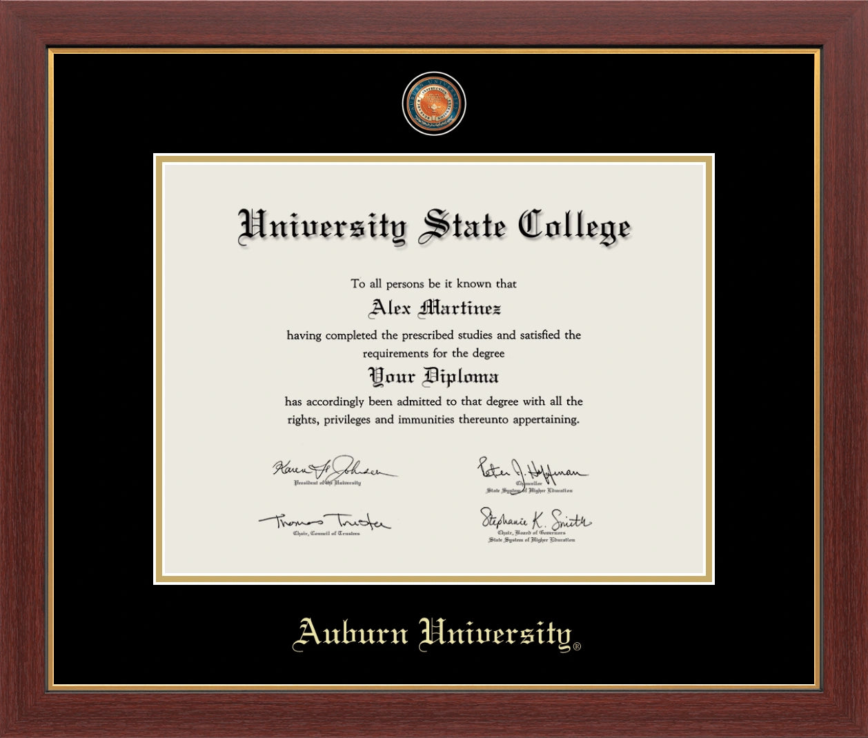 Happy Tassel| Auburn University Medallion Diploma Frame for Graduates. Designed and made in USA.