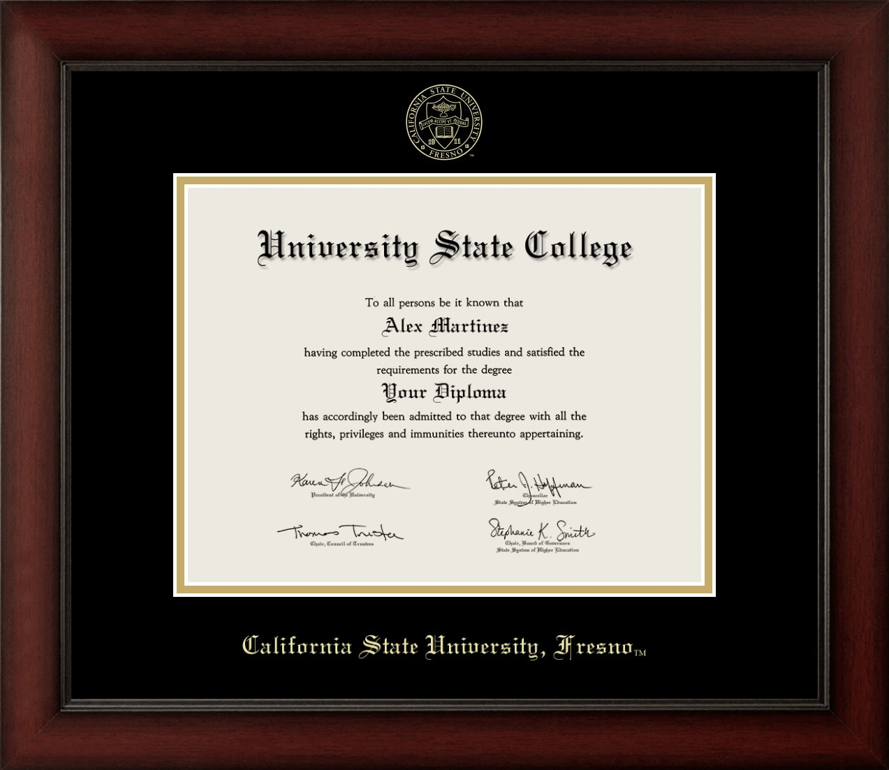 Happy Tassel | Cal State Fresno Cherry Wood Diploma Frame for All Graduates. Designed and made in USA.