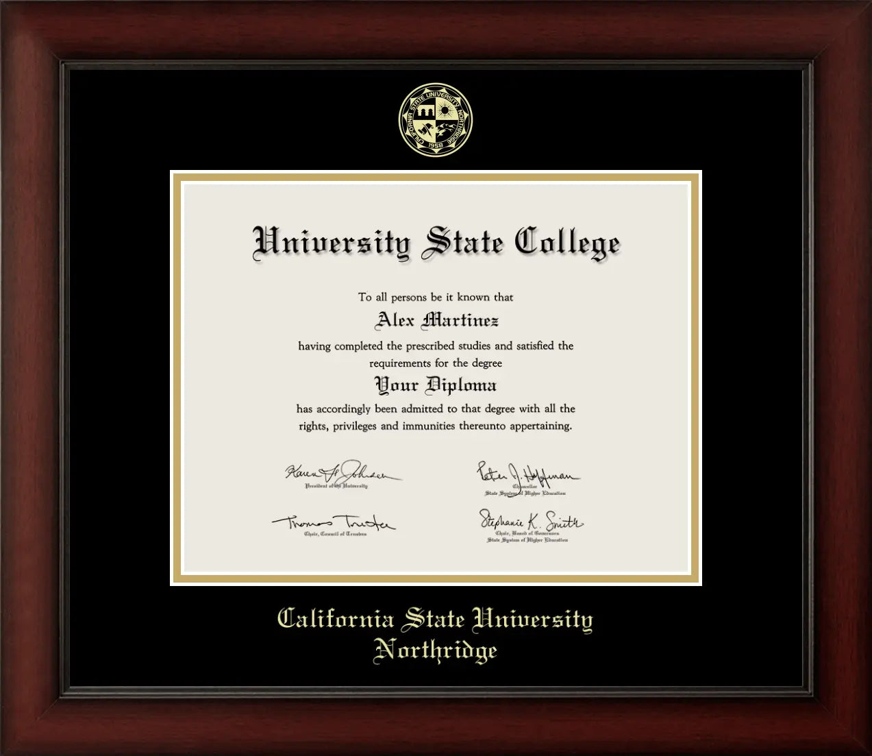 Happy Tassel | Cal State Northridge Cherry Wood Diploma Frame for All Graduates. Designed and made in USA.