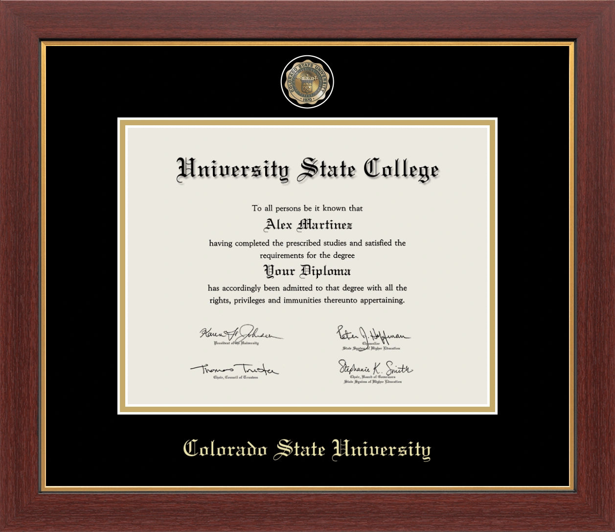 Happy Tassel| Colorado State University Medallion Diploma Frame for Graduates. Designed and made in USA.