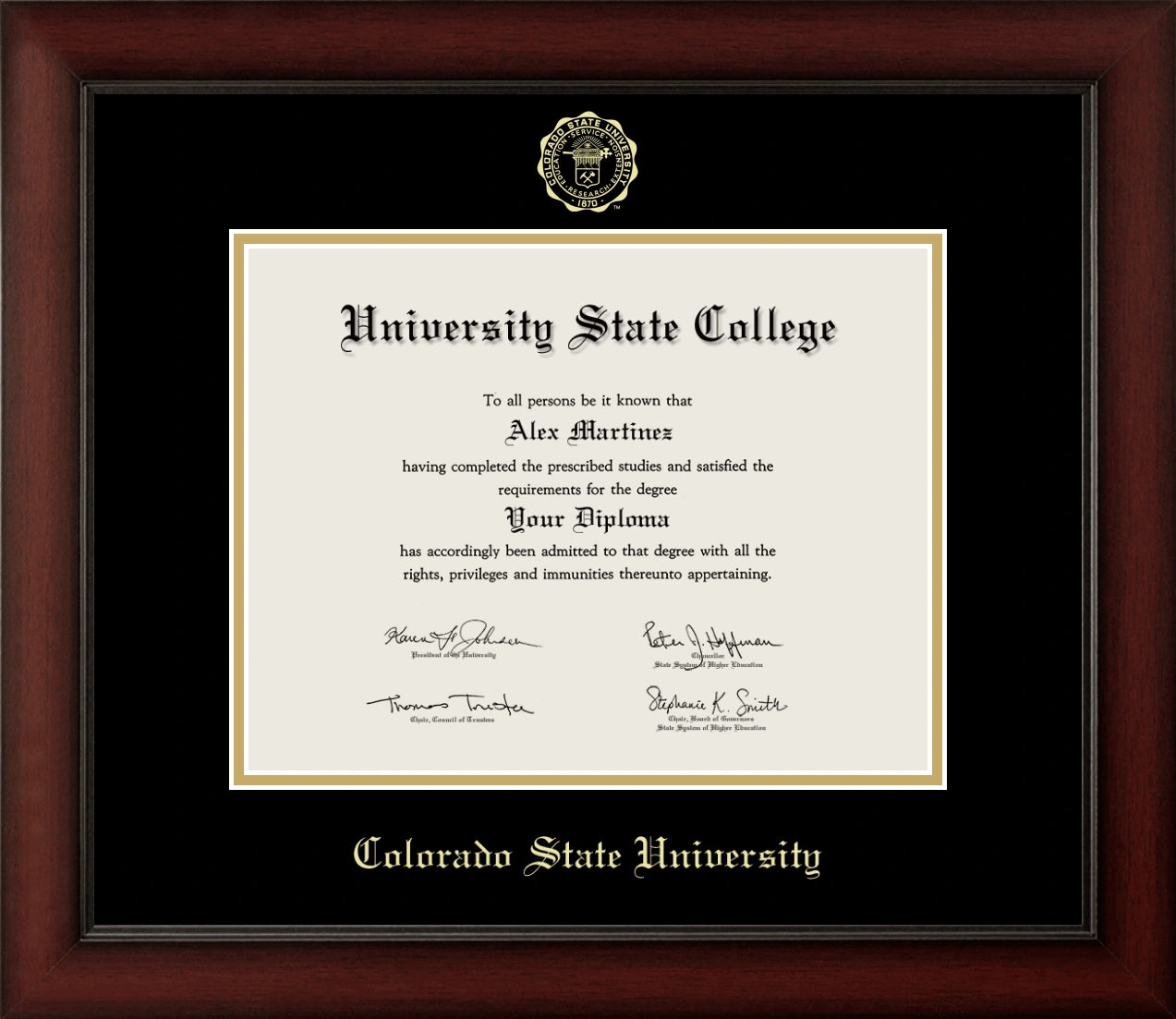 Happy Tassel | Colorado State University Cherry Wood Diploma Frame for All Graduates. Designed and made in USA.