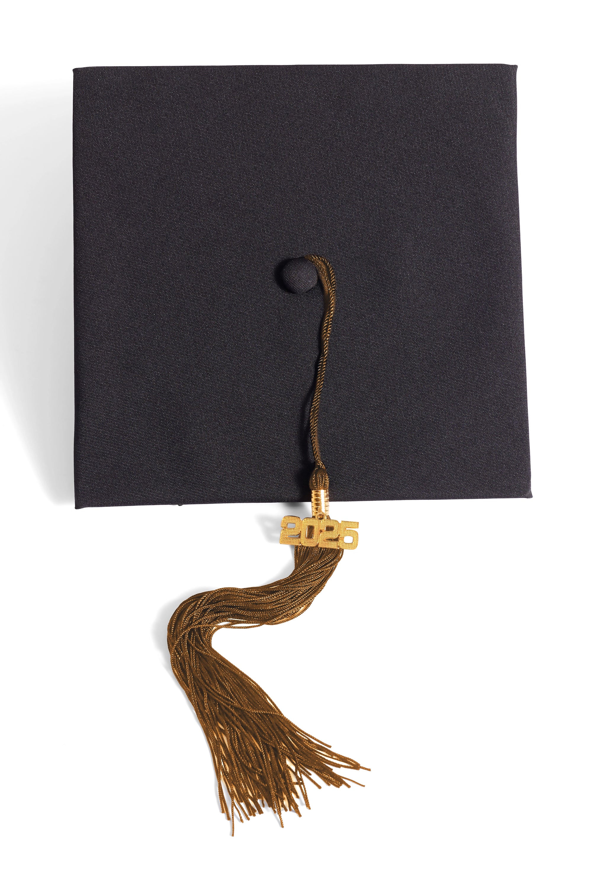 HAPPY TASSEL | Cal Poly Pomona Bachelor's Regalia Set, include bachelors gown with pockets, mortarboard cap, and copper tassel with year charm.