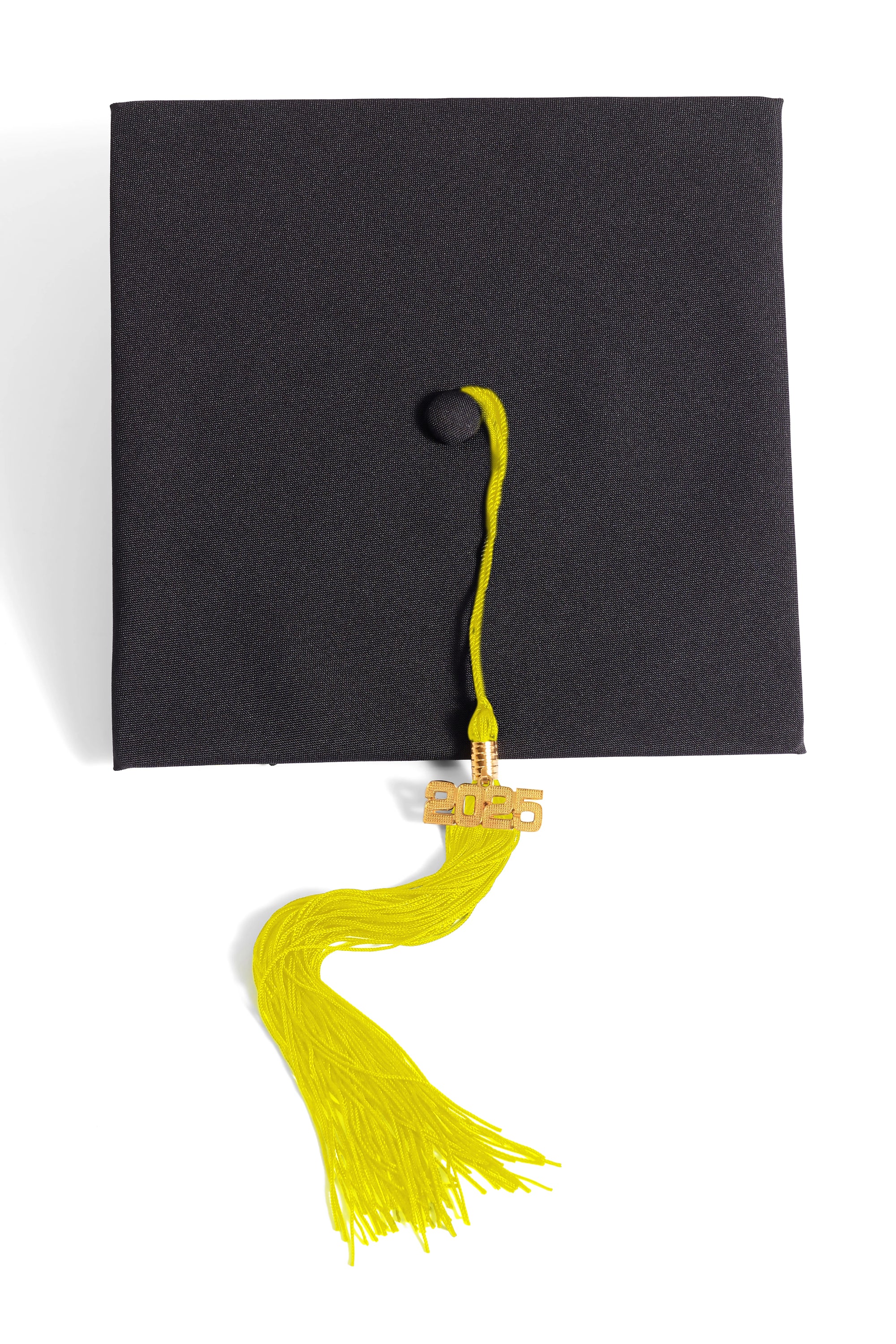 HAPPY TASSEL | Cal Poly Pomona Bachelor's Regalia Set, include bachelors gown with pockets, mortarboard cap, and lemon tassel with year charm.