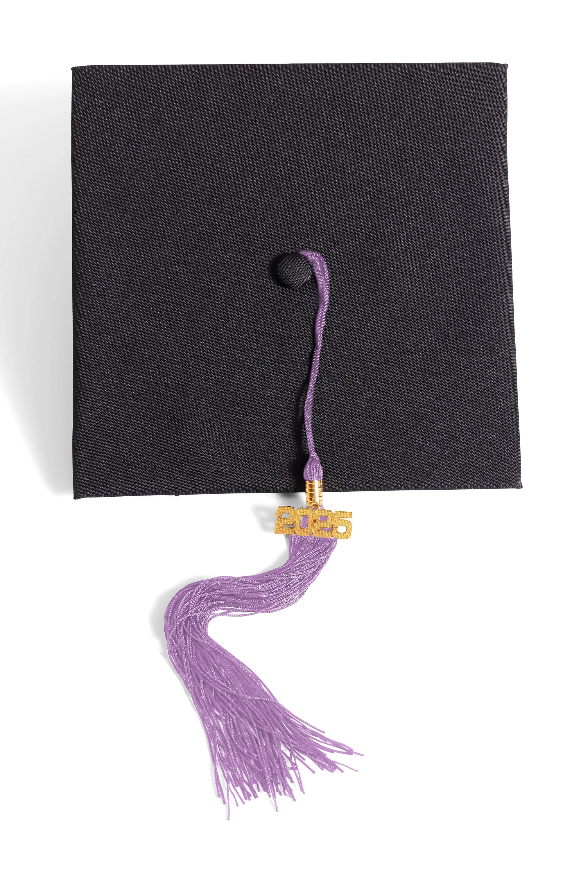 HAPPY TASSEL | Cal Poly Pomona Bachelor's Regalia Set, include bachelors gown with pockets, mortarboard cap, and lilac tassel with year charm.