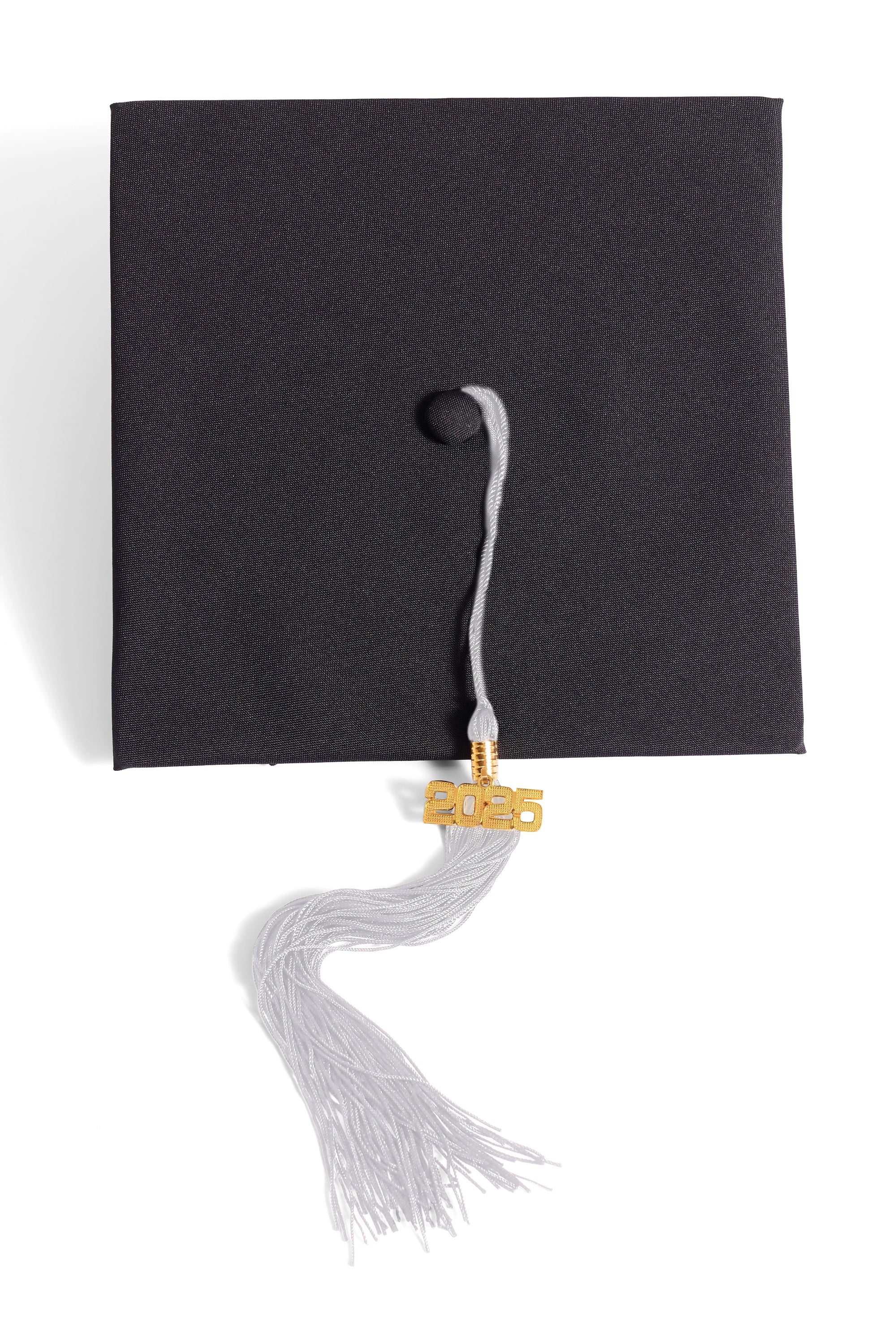 HAPPY TASSEL |  Cal Poly Pomona  Bachelor's Regalia Set include bachelor's gown with pockets, mortarboard cap, and white tassel with year charm.