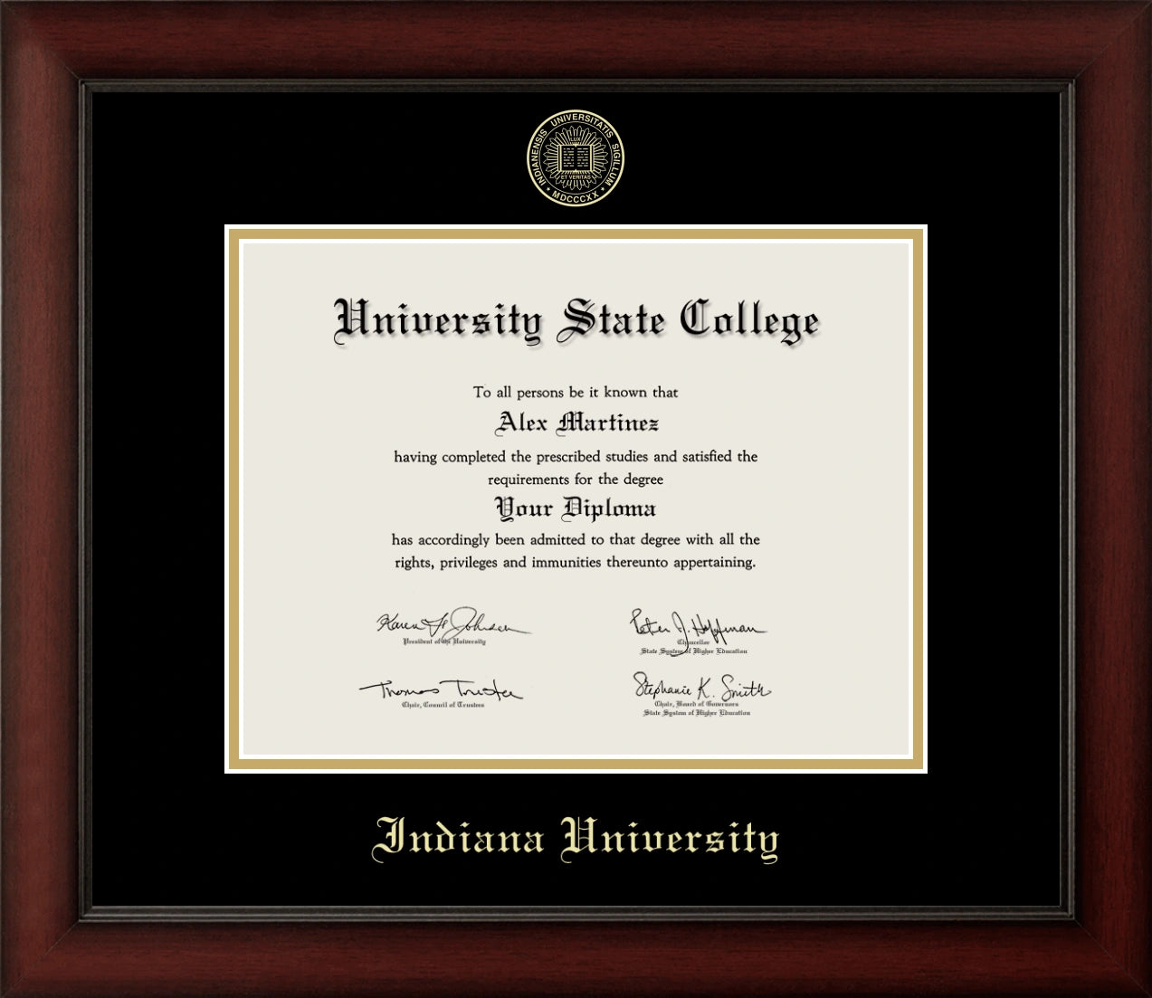 Indiana University Cherry Wood Diploma Frame