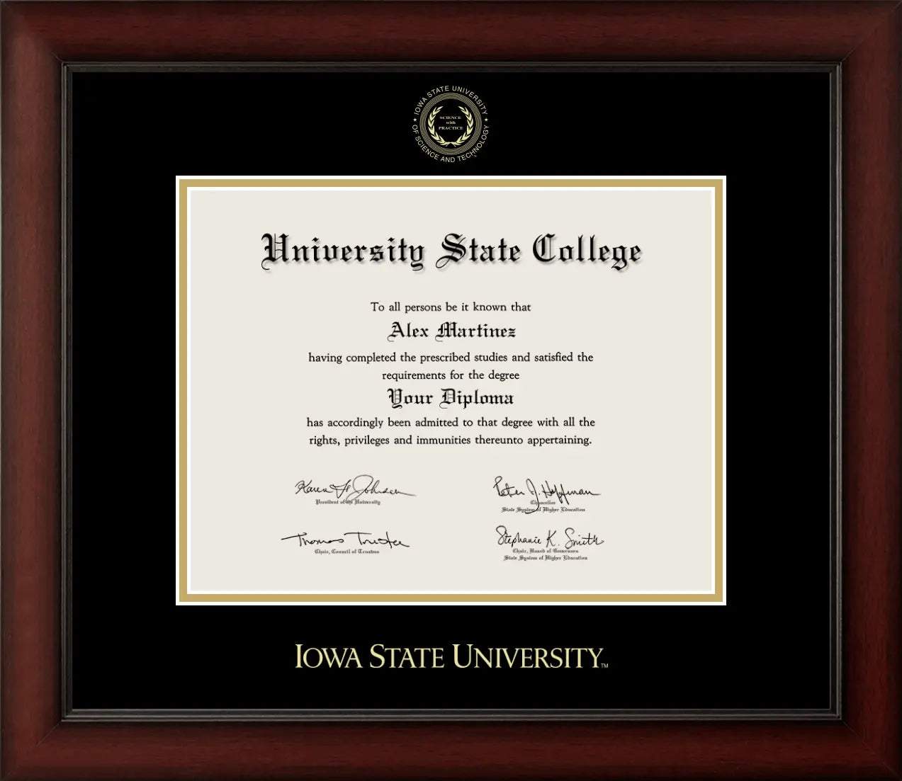 Happy Tassel | Iowa State Cherry Wood Diploma Frame for All Graduates. Designed and made in USA.