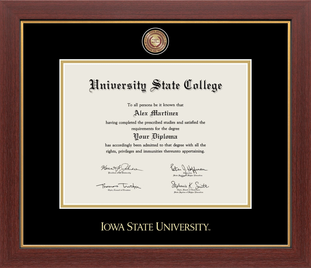 Happy Tassel| Iowa State University Medallion Diploma Frame for Graduates. Designed and made in USA.
