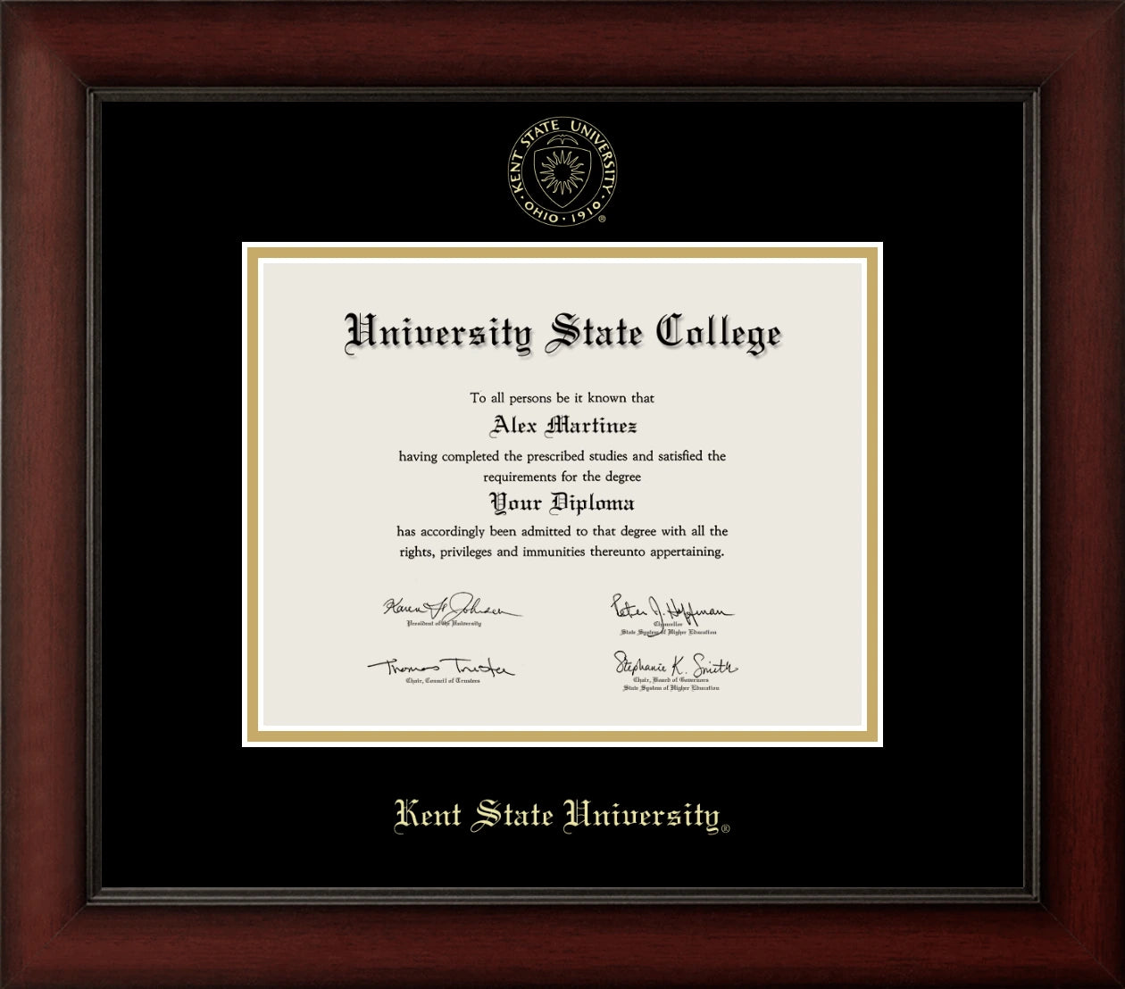 Happy Tassel | Kent State University Cherry Wood Diploma Frame for All Graduates. Designed and made in the USA.