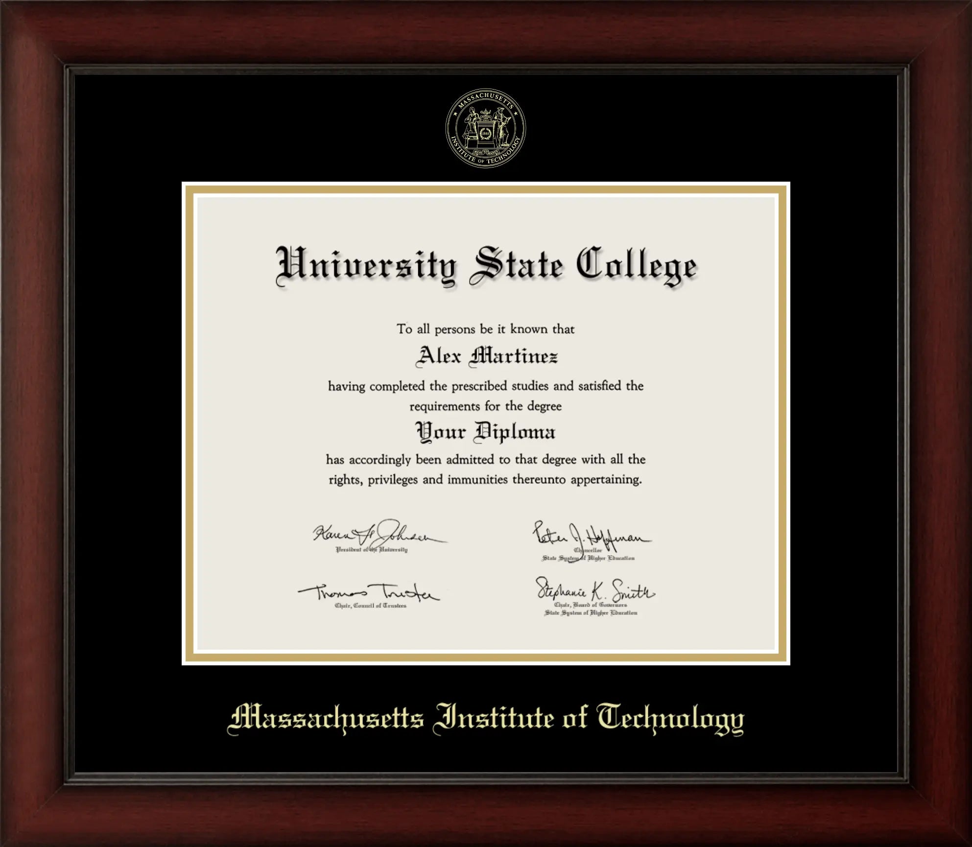 HAPPY TASSEL | MIT Cherry Wood Diploma Frame for Bachelor and Master Graduates. Designed and made in the USA.