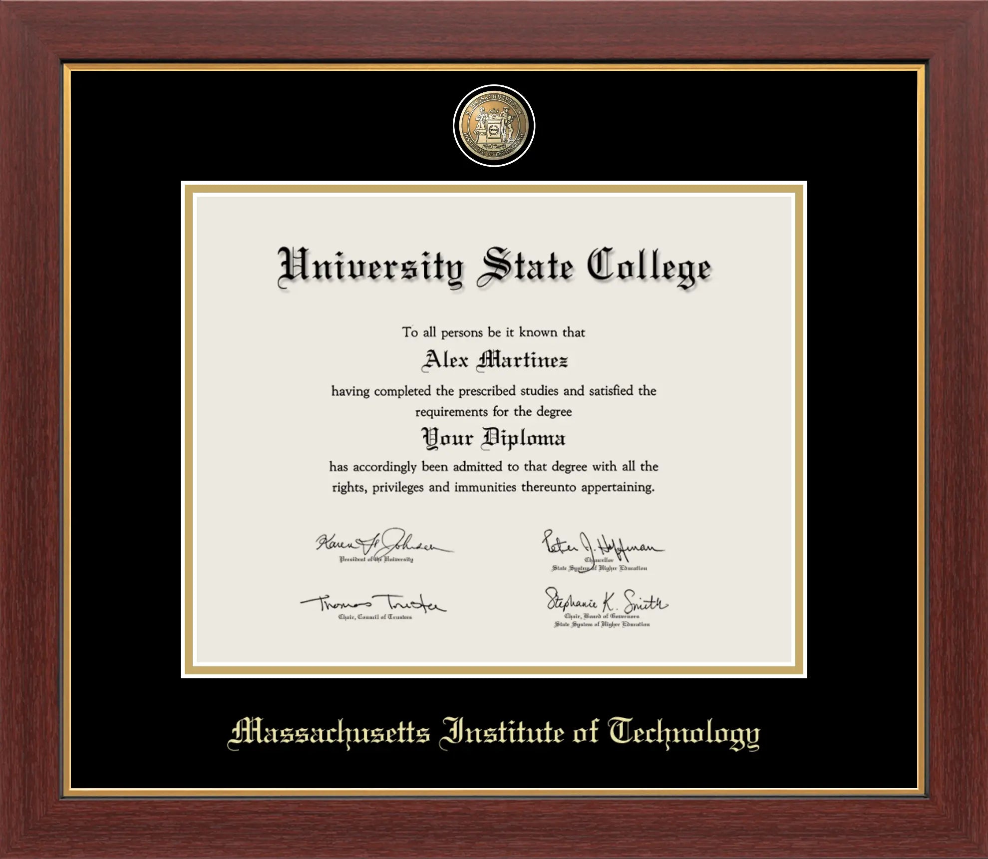 HAPPY TASSEL| MIT Medallion Diploma Frame for Bachelor and Master Graduates. Designed and made in USA.