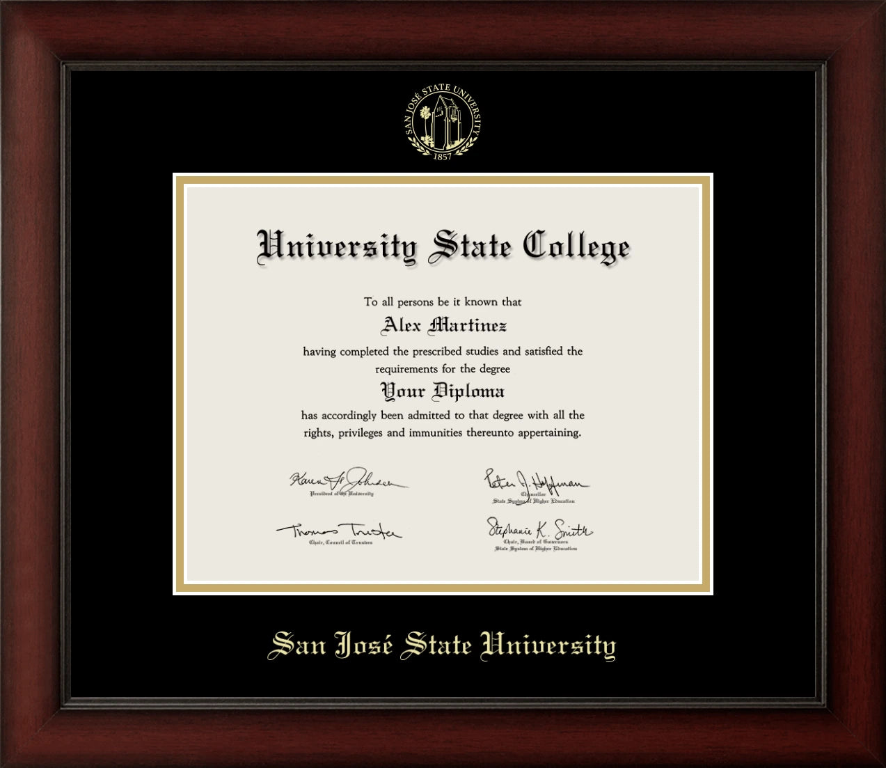 Happy Tassel | San Jose State Cherry Wood Diploma Frame for All Graduates. Designed and made in USA.
