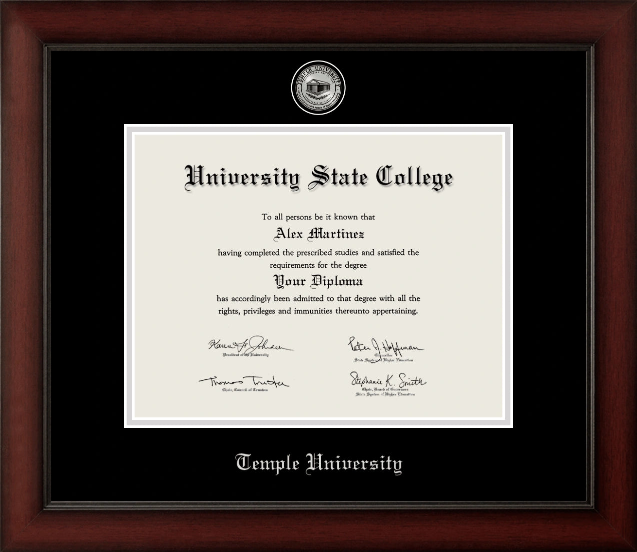 Happy Tassel| Temple University Medallion Diploma Frame for Graduates. Designed and made in USA.