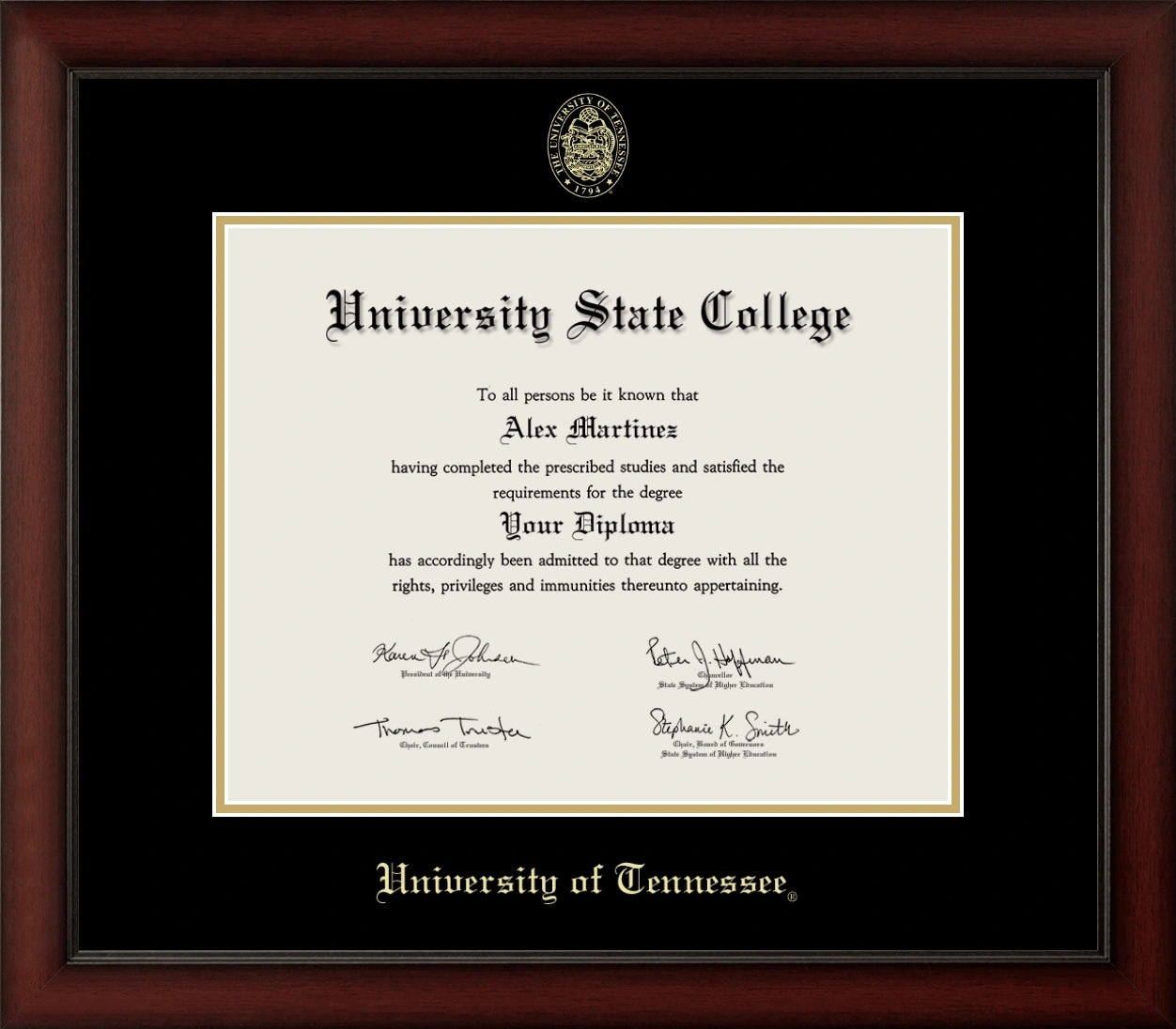 Happy Tassel | University of Tennessee Cherry Wood Diploma Frame for All Graduates. Designed and made in USA.