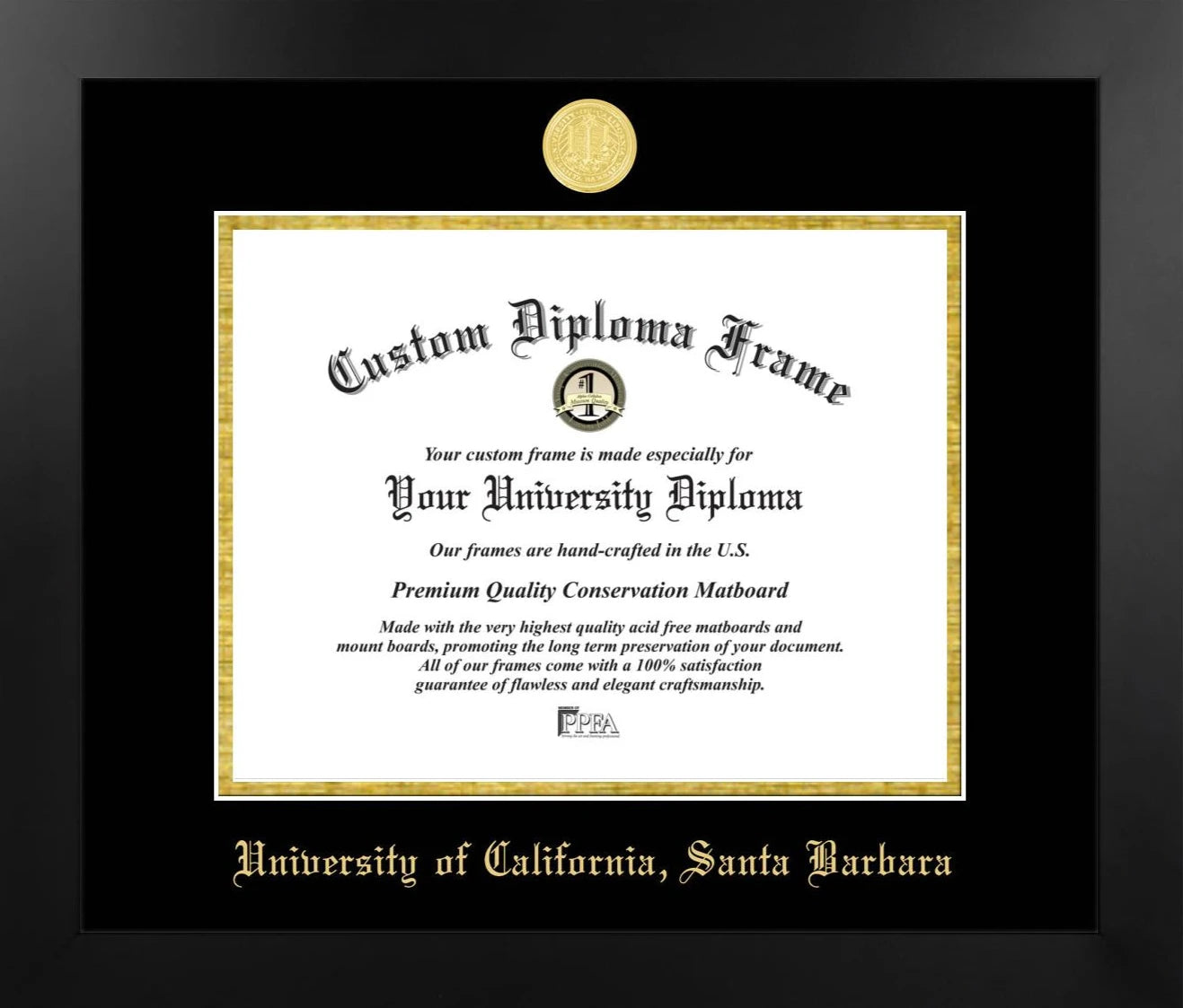 Happy Tassel | UC Santa Barbara Manhattan Diploma Frame for Bachelor and Master Graduates. Designed and made in USA.