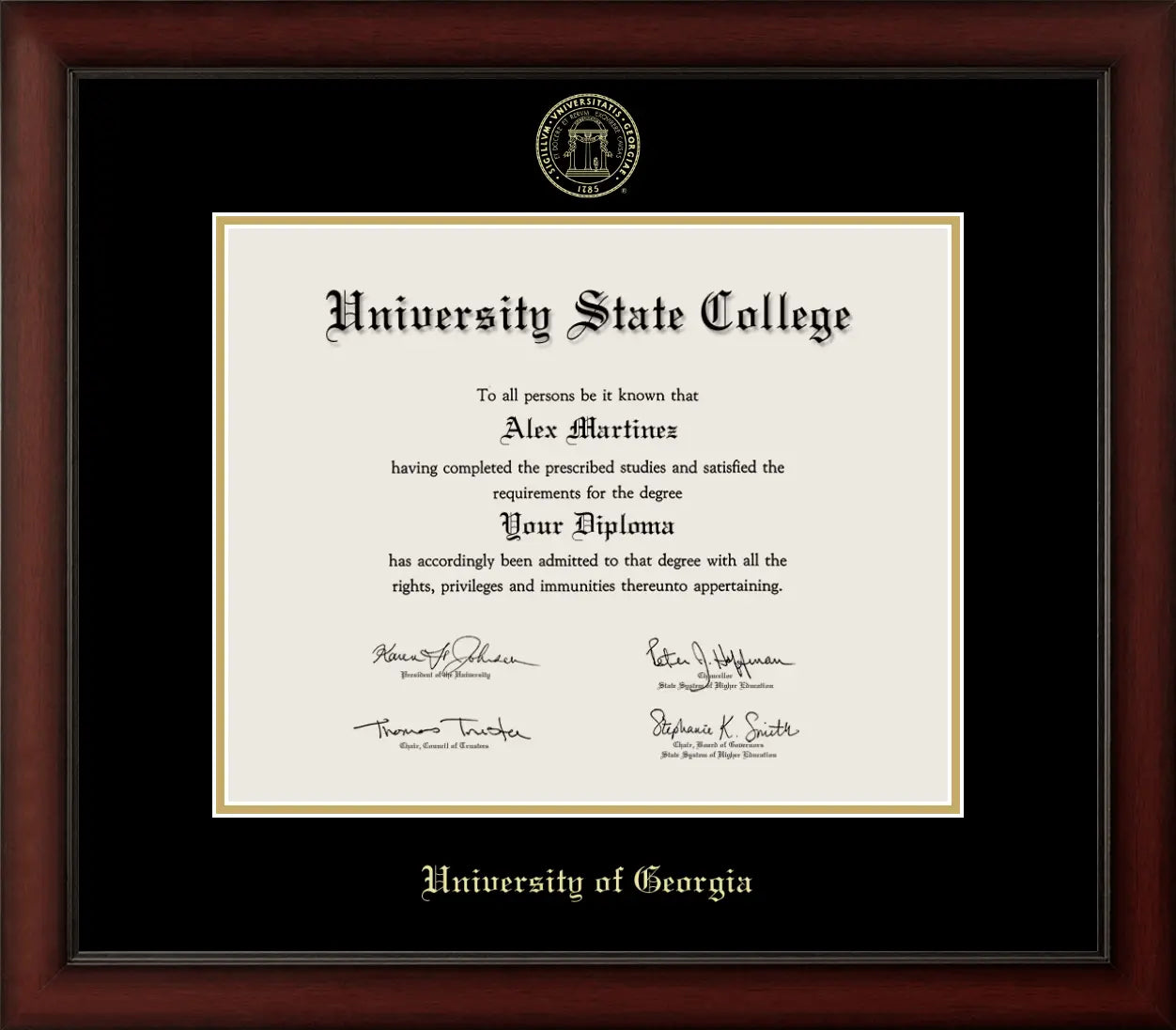 Happy Tassel | University of Georgia Cherry Wood Diploma Frame for All Graduates. Designed and made in USA.