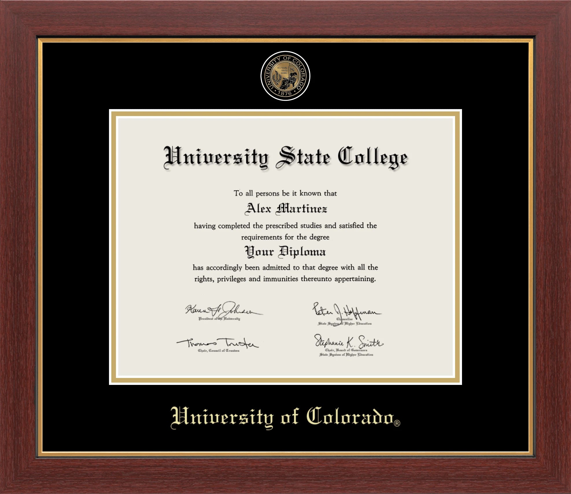 HAPPY TASSEL | University of Colorado at Boulder Medallion Diploma Frame for Bachelor and Master Graduates. Designed and made in USA.