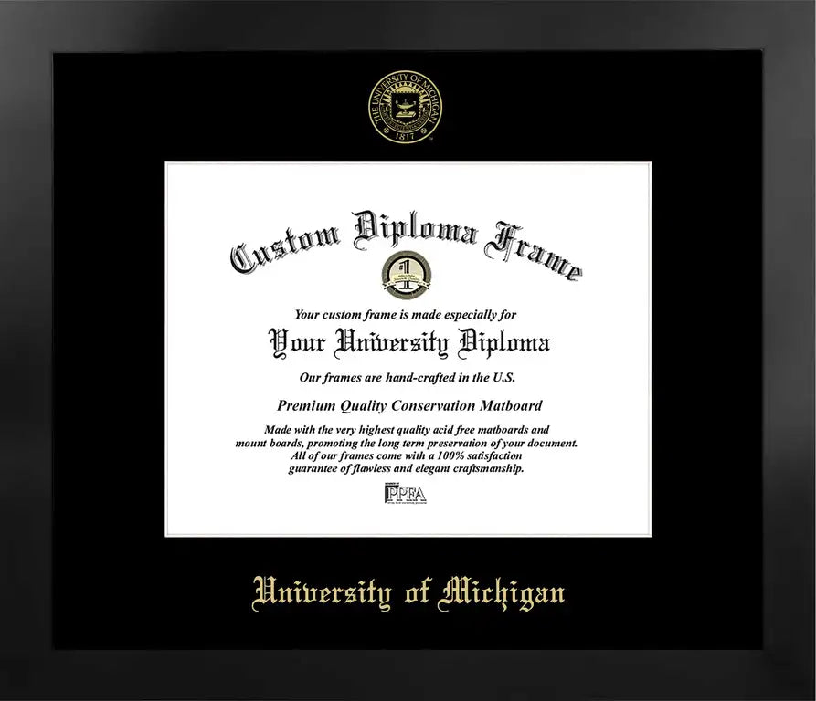 Happy Tassel | University of Michigan Manhattan Diploma Frame for Bachelor and Master Graduates. Designed and made in USA.