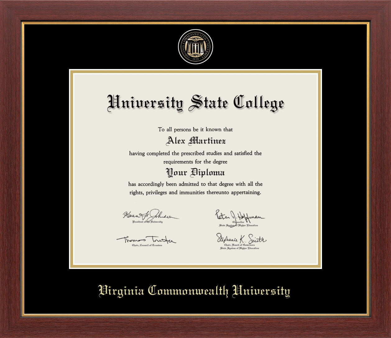 Virginia Commonwealth University Medallion Diploma Frame