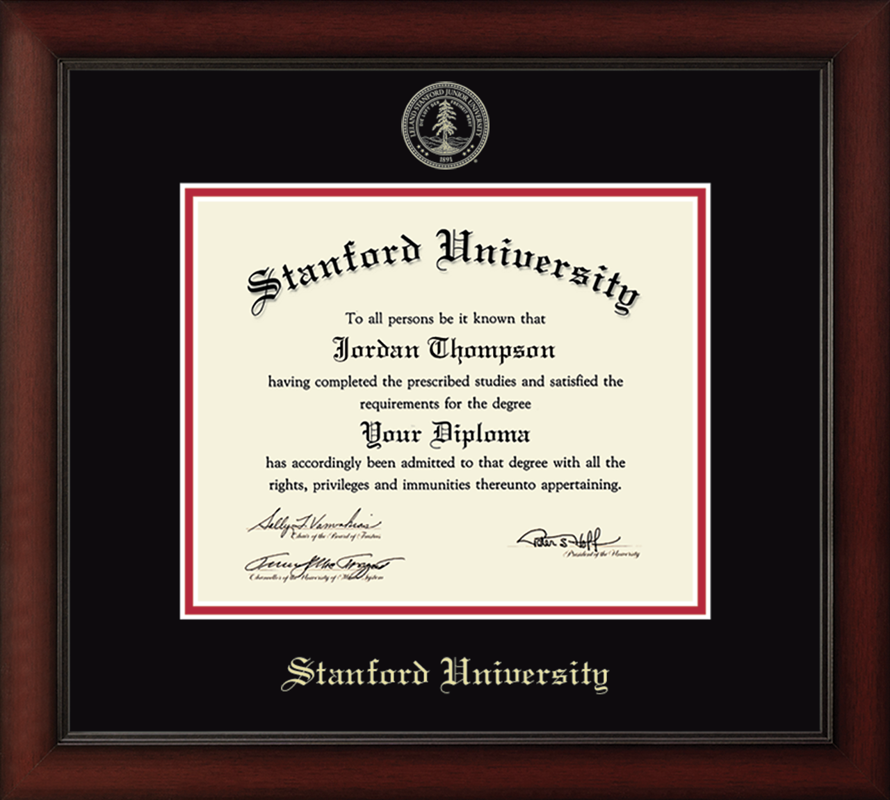 HAPPY TASSEL | Stanford University Cherry Wood Diploma Frame for Bachelor and Master Graduates. Designed and made in USA.